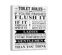 Sassy Bathroom Rules - Framed Farmhouse Canvas Wall Art with Humorous Quotes, Perfect for Guest Bathroom or Man Cave Decor(Framed,12x18inch(30x45cm))