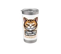 Sassy Cat I Own The Internet Funny Feline Owner Gobelet isotherme en acier inoxydable double paroi