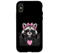 Sassy Cute Raccoon Animal Lover Design avec Lunettes Coque pour iPhone X/XS