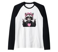 Sassy Cute Raccoon Animal Lover Design avec Lunettes Manche Raglan