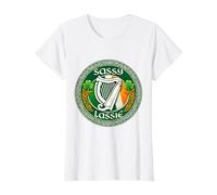 Sassy Lassie Drapeau Humoristique de la St Patrick T-Shirt Graphique avec Valeur, Femme, Blanc, L