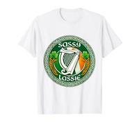 Sassy Lassie Drapeau Humoristique de la St Patrick T-Shirt Graphique avec Valeur, Homme, Blanc, M