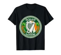 Sassy Lassie Drapeau Humoristique de la St Patrick T-Shirt Graphique avec Valeur, Homme, Noir, M
