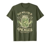 Sassy with A Side of Pickles Funny Pickle Concombre Lovers T-Shirt