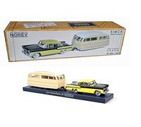 SAST NOREV Simca Vedette Chambord Jaune Paille / Noire 1958 avec Caravane Hénon 1/43, (CL5711)
