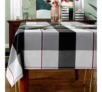 SASTYBALE Nappe rectangulaire en Polyester à Carreaux - Anti-déversement, Anti-poussière, Infroissable, Lourde pour Table de Cuisine, Salle à Manger - 150 x 259 cm (8 à 10 Places) - Gris