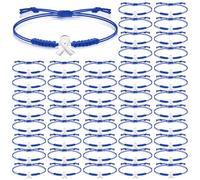 Sasylvia Bracelets de sensibilisation au cancer du côlon avec cordon réglable et ruban bleu tressé - Cadeau inspirant pour les combattants de survivants, about 8.66 inches/ 22 cm, Corde cirée et