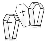 Sasylvia Lot de 2 boîtes à bijoux en forme de cercueil en verre en forme de cercueil - Décoration gothique pour Halloween - Décoration de maison gothique - Boîte à bijoux avec couvercle pour fête