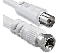 Sat Antenna Adapter Cable 5 m 2X Shielded F Plug > Coaxial Sat Socket White F-Coax Ku 80dB