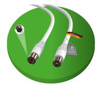 SAT Antenna Cable Coaxial Cable TV Satellite Cable 1.5m Double Shielded IEC Connector to IEC Female Connector for HDTV, Receiver, Satellite, DAB, Radio, White