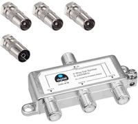 SAT BK FM 3-Way Splitter (3-Way) 5-2400MHz Digital and Analog Compatible Fully Shielded SAT DVB-S DVB-S2 TV Cable DVB-C with Antennas and IEC Cable