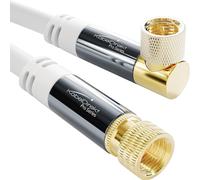 SAT Cable & Satellite Coaxial Cable, 90° Angled / Straight ¿ 1.5 m ¿ TV Cable with F Connector, Shielded, Heavy Duty Metal Connectors (White, Ideal for HDTV, DVB-T, DVB-S2, Radio)