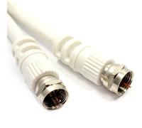 Sat F Connecteur Fiche vers Fiche 75 ohm RG59 câble Blanc Cordon 0,5 m 50 cm [0.5 mètre/0,5m]