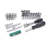SATA ST09002SJ Lot de 52 douilles métriques à 6 pans 1/4" avec cliquet à dégagement rapide et adaptateur 3 voies Polies dans une mallette de rangement