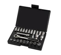 SATA ST09131SJ Lot de 25 douilles métriques 6 points SAE polies 3,5 mm - 9 mm 5/32" - 1/2", dans un étui moulé par soufflage