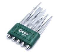 SATA ST09161SJ Lot de 5 poinçons et burins professionnels avec finition chromée et construction robuste en acier CR-V, vert