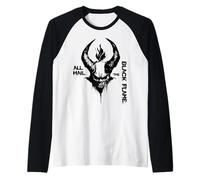 Satan Flamme Noire Lucifer Cornes Wicca Diable Sorcellerie Manche Raglan