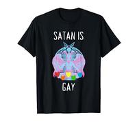 Satan Is Gay LGBT Goth Gay Pride Pentagramme Baphomet T-Shirt