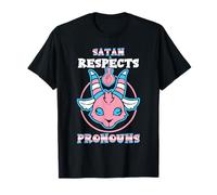 Satan Respects Pronoms Transgenre Pentagramme Trans Flag T-Shirt
