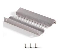 Satanga - Lot de 5 poignées de bord modernes dissimulées pour armoires de cuisine, longues et invisibles, en aluminium, faciles à installer, longueur totale de 15 cm, nickel brossé