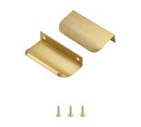 Satanga Lot de 5 poignées de doigt pour armoires de cuisine dissimulées en aluminium - Barre plate cachée - Poignées de tiroir faciles à installer - Longueur totale : 80 mm - Laiton brossé