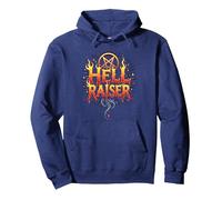 Satanic Hell Raiser Occult Pentagramme Flames Graphique Sweat à Capuche, Unisexe pour Adultes, Bleu Marine, XXL