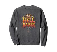 Satanic Hell Raiser Occult Pentagramme Flames Graphique Sweatshirt, Unisexe pour Adultes, Chiné Foncé, XL