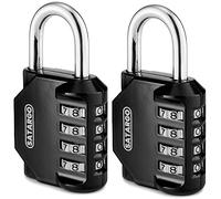 Satargo Cadenas à combinaison à 4 chiffres pour casier de salle de sport - Cadenas d'intérieur et d'extérieur résistant aux intempéries avec code - Cadenas numérique résistant aux coupures (noir, lot