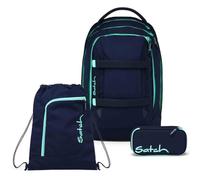 Satch Lot de 3 sacs à dos d'écolier avec trousse et sac de sport, menthe océan, 45 x 30 x 27 cm, Moderne, ergonomique
