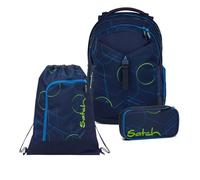 satch Match Sac à dos d'écolier 3 pièces avec trousse et sac de sport, Bleu électrique, 45 x 30 x 24 cm