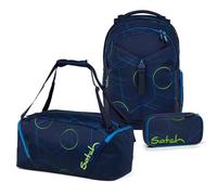 satch Match Sac à dos d'écolier 3 pièces avec trousse et sac de sport, Bleu électrique, taille unique
