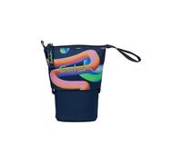 satch Pencil Slider Slider extra large avec compartiment de séparation, compartiment zippé, porte-stylo, équerre, fenêtre de visualisation pour emploi du temps, Crazy Twist - Bleu foncé