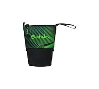 satch Pencil Slider Slider extra large avec compartiment de séparation, compartiment zippé, porte-stylos, équerre, fenêtre de visualisation pour emploi du temps, vert sismique - noir