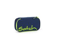 satch Trousse très Grand avec séparateur, Poche zippée, Porte-stylos, Emplacement pour équerre, fenêtre pour Emploi du Temps Toxic Yellow - Bleu Foncé