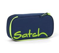 satch Trousse très Grand avec séparateur, Poche zippée, Porte-stylos, Emplacement pour équerre, fenêtre pour Emploi du Temps Toxic Yellow - Bleu Foncé