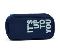 satch Trousse extra large avec compartiment séparateur, compartiment zippé, porte-stylo, équerre, fenêtre de visualisation pour emploi du temps, bleu croisé