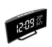 SatcOp Réveil numérique, Horloge numérique incurvée, Mode Double Affichage, capteur de lumière Intelligent, rétroéclairage, Grande Police pour la Maison