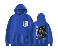 Satdflie Anime Attack on Titan Hoodies Levi Ackerman Pullover Ailes de la liberté Unisex Imprimer Manches Longues Sweatshirt à Capuchon, Casual Harajuku Tops Confortables, Couleur/8, S