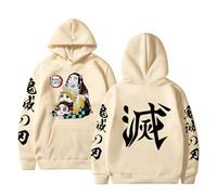 Satdflie Anime Demon Slayer Sweat à Capuche imprimé Hommes Femmes Harajuku Pullover à Manches Loog Sweat Unisexe décontracté à Capuche, pour Les Fans Noël, Couleur/7, XXL