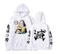 Satdflie Anime Demon Slayer Sweat à Capuche imprimé Hommes Femmes Harajuku Pullover à Manches Loog Sweat Unisexe décontracté à Capuche, pour Les Fans Noël, Couleur/2, XS