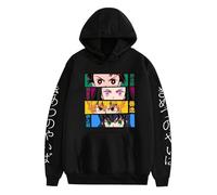 Satdflie Anime Demon Slayer Sweat à Capuche imprimé Hommes Femmes Harajuku Pullover à Manches Loog Sweat Unisexe décontracté à Capuche, pour Les Fans Noël, couleur/11, L