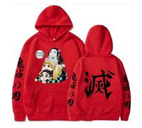 Satdflie Anime Demon Slayer Sweat à Capuche imprimé Hommes Femmes Harajuku Pullover à Manches Loog Sweat Unisexe décontracté à Capuche, pour Les Fans Noël, Couleur/3, XXS