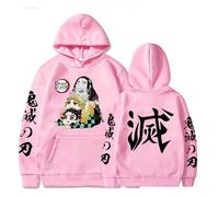 Satdflie Anime Demon Slayer Sweat à Capuche imprimé Hommes Femmes Harajuku Pullover à Manches Loog Sweat Unisexe décontracté à Capuche, pour Les Fans Noël, Couleur/5, XS