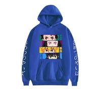 Satdflie Anime Demon Slayer Sweat à Capuche imprimé Hommes Femmes Harajuku Pullover à Manches Loog Sweat Unisexe décontracté à Capuche, pour Les Fans Noël, couleur/19, L