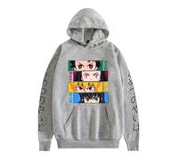 Satdflie Anime Demon Slayer Sweat à Capuche imprimé Hommes Femmes Harajuku Pullover à Manches loog Sweat Unisexe décontracté à Capuche, pour Les Fans Noël, couleur/13, s