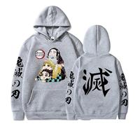 Satdflie Anime Demon Slayer Sweat à Capuche imprimé Hommes Femmes Harajuku Pullover à Manches Loog Sweat Unisexe décontracté à Capuche, pour Les Fans Noël, Couleur/6, L