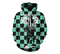 Satdflie Anime Demon Slayer Sweat à Capuche imprimé Hommes Femmes Harajuku Pullover Loog Manches Sweat Unisexe décontracté à Capuche, pour Les Fans Noël, couleur/10, 4XS