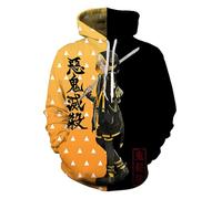 Satdflie Anime Demon Slayer Sweat à Capuche imprimé Hommes Femmes Harajuku Pullover Loog Manches Sweat Unisexe décontracté à Capuche, pour Les Fans Noël, couleur/12, S