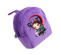Satdflie Anime démon Tueur Monnaie Sac à Monnaie, pouche à Fermeture éclaire en Peluche Mini Monnaie Portefeuille, Porte-clé Casques Sacs de Stockage, Cadeau pour garçon et Filles Noël, style/19