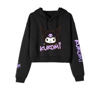 Satdflie Anime Kuro-mi Sweat Court à Capuche Pull à Manche Longue Crop Top Hoodie Sweat-Shirt à Capuche pour Femme Fille, Noir, L